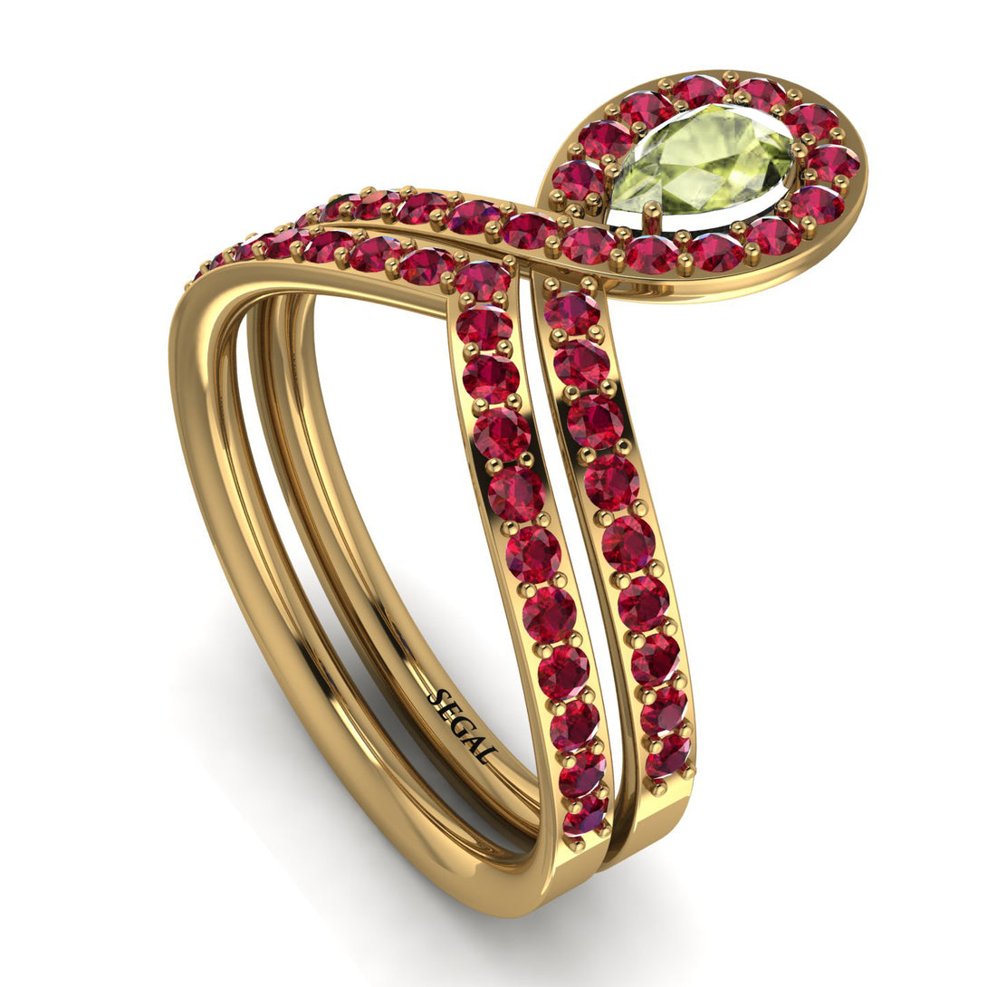 Peridot Pear Shape Stacking Bridal Set - Emilia No. 710