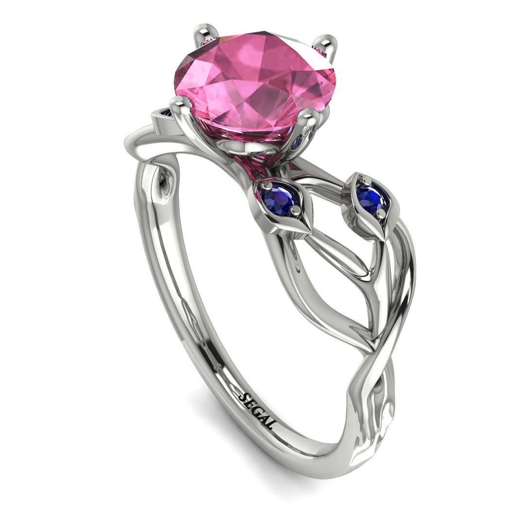 Pink Moissanite Blossom 14K Golden Nature Inspired Engagement Ring - Haley No. 815