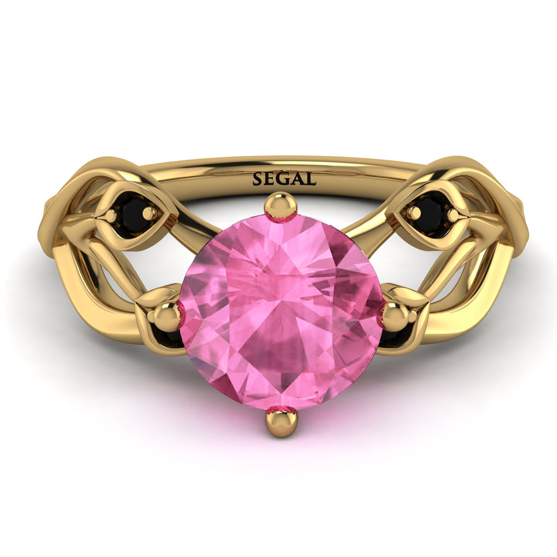 Pink Moissanite Blossom 14K Golden Nature Inspired Engagement Ring - Haley No. 807