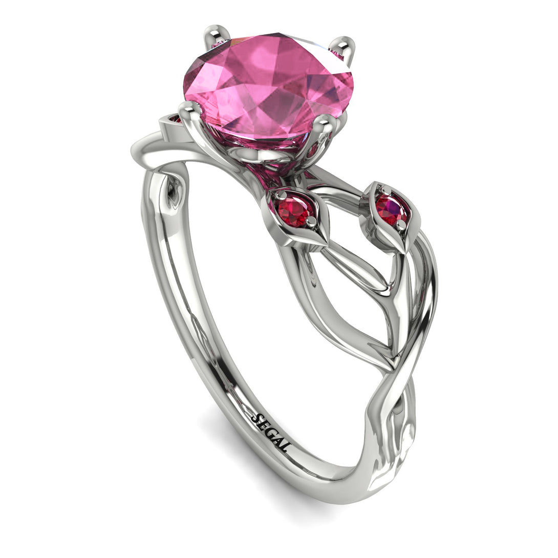 Pink Moissanite Blossom 14K Golden Nature Inspired Engagement Ring - Haley No. 812