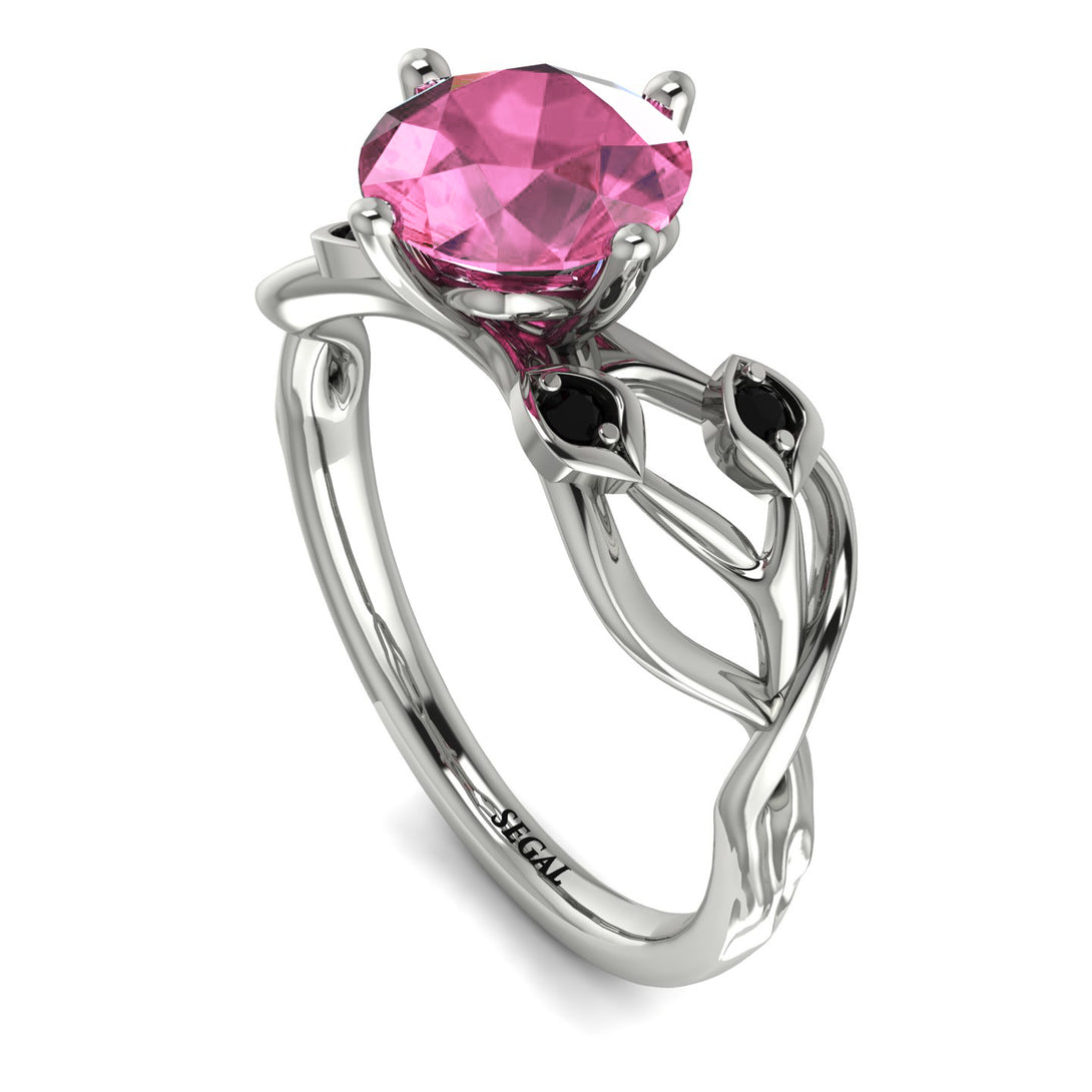Pink Moissanite Blossom 14K Golden Nature Inspired Engagement Ring - Haley No. 809