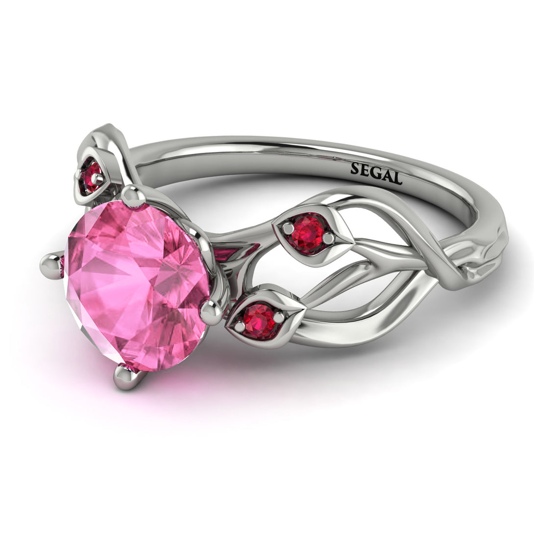 Pink Moissanite Blossom 14K Golden Nature Inspired Engagement Ring - Haley No. 812
