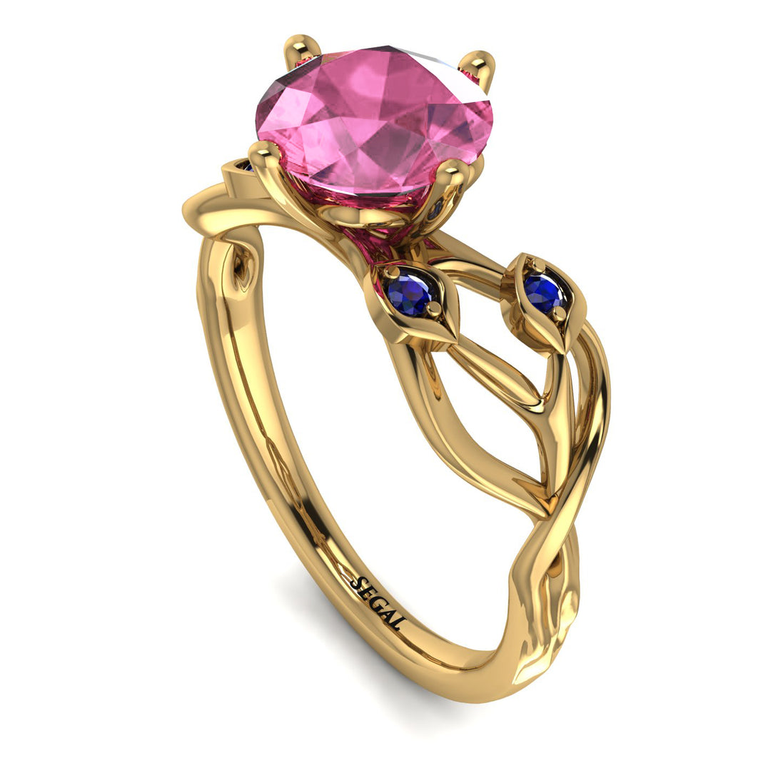 Pink Moissanite Blossom 14K Golden Nature Inspired Engagement Ring - Haley No. 813