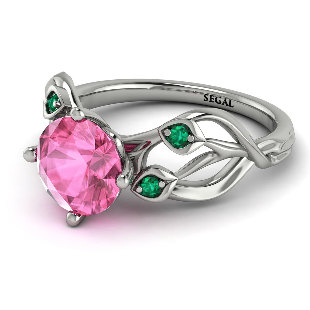 Pink Moissanite Blossom 14K Golden Nature Inspired Engagement Ring - Haley No. 806