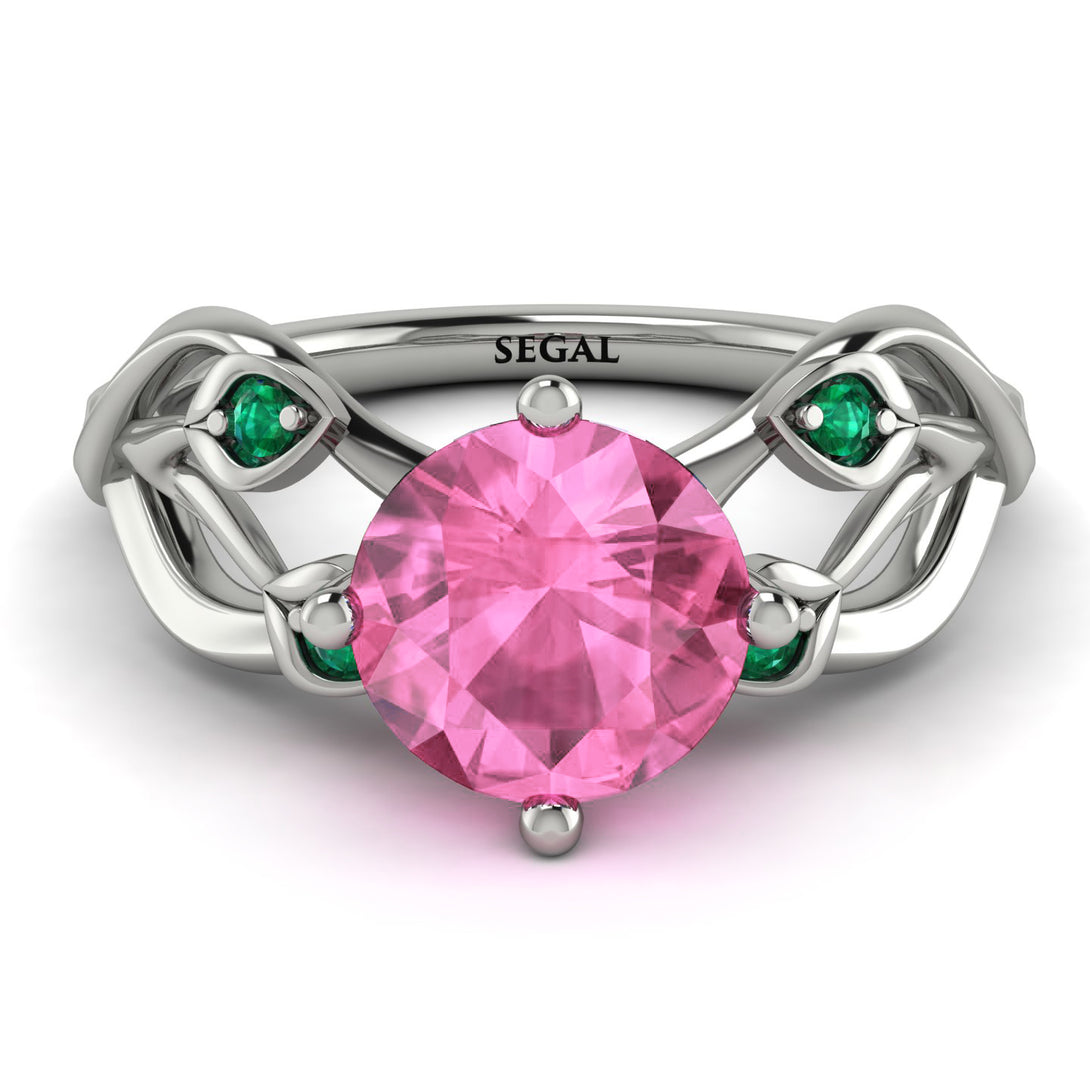 Pink Moissanite Blossom 14K Golden Nature Inspired Engagement Ring - Haley No. 806