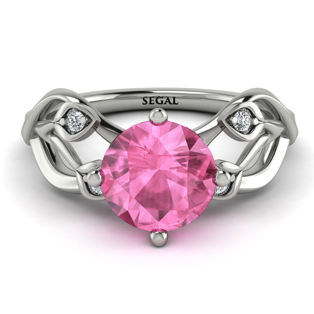 Pink Moissanite Blossom 14K Golden Nature Inspired Engagement Ring - Haley No. 803