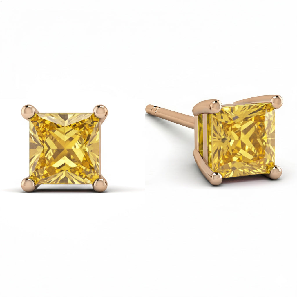 Princess Cut Stud Earrings - Kenia No. 1002