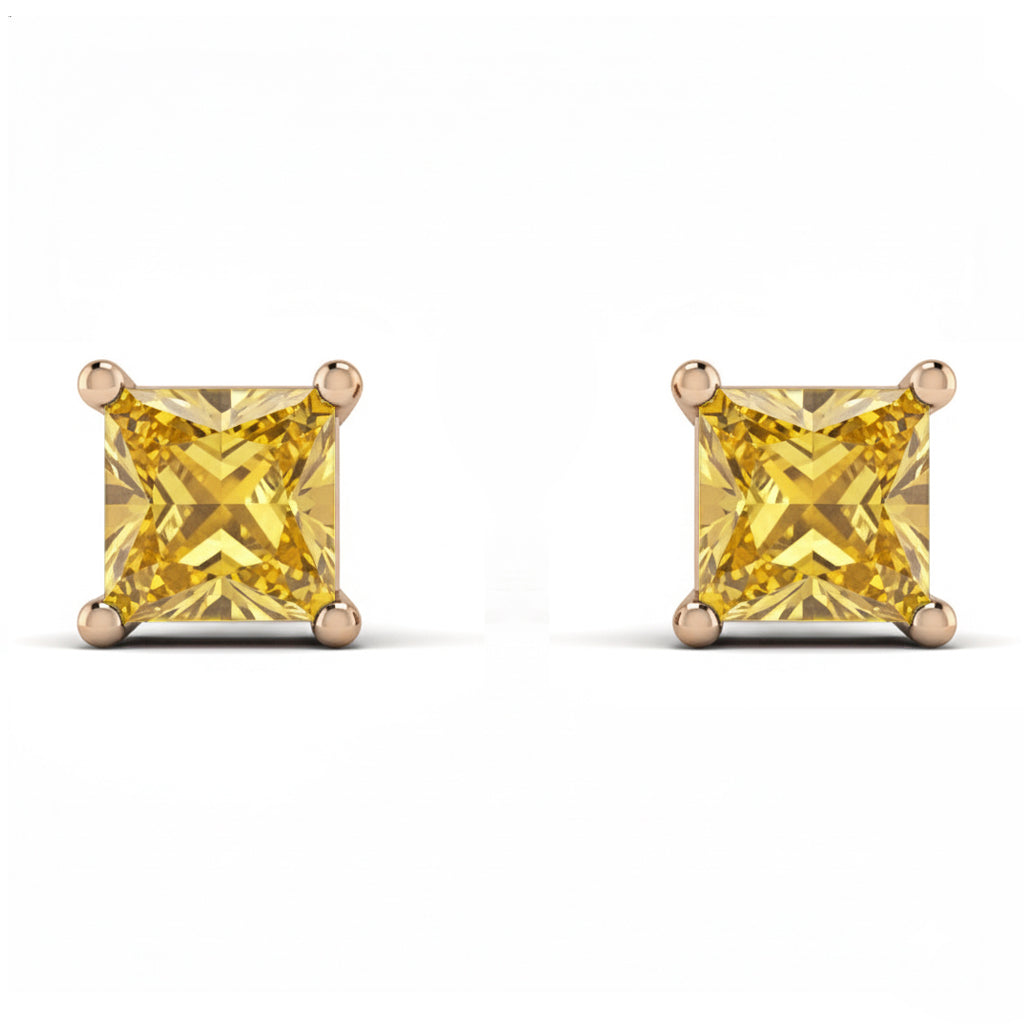 Princess Cut Stud Earrings - Kenia No. 1002