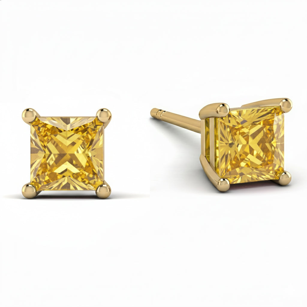 Princess Cut Stud Earrings - Kenia No. 1001