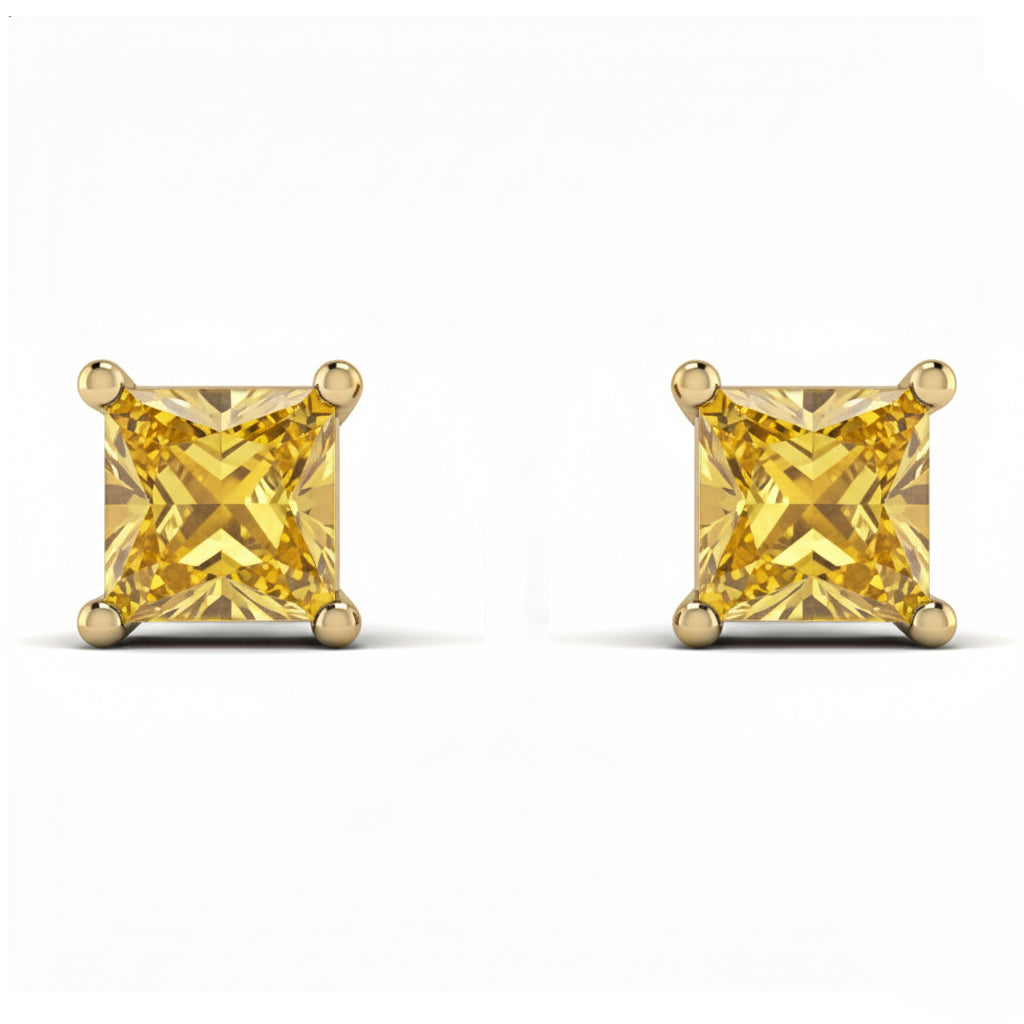 Princess Cut Stud Earrings - Kenia No. 1001