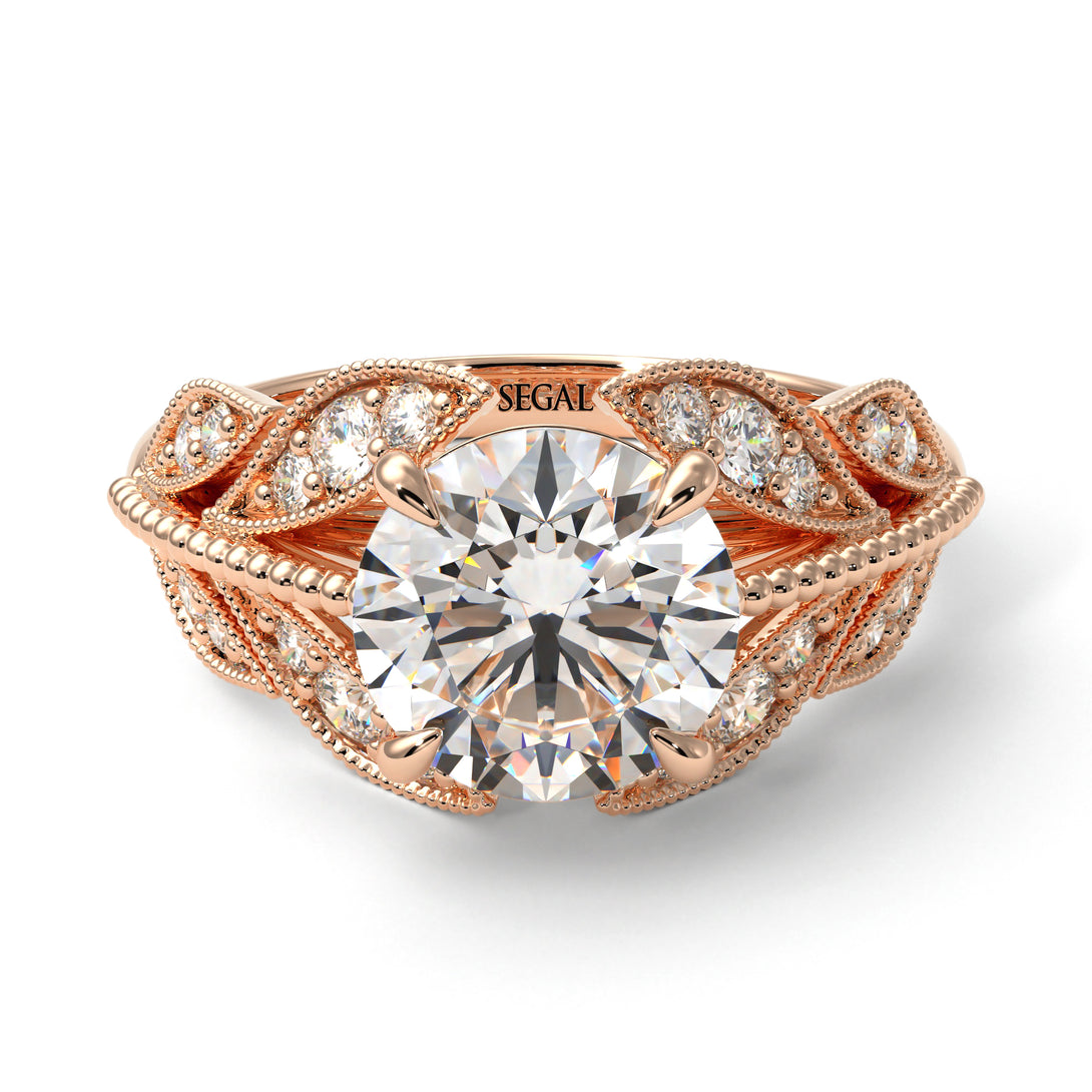 Diamond Majestic Leaf Gold Engagement Ring - Makenna No. 2