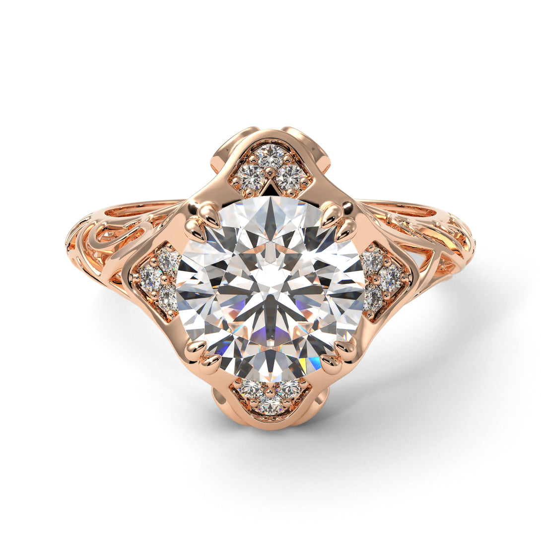 Diamond Ornate Filigree Engagement Ring - Evie No. 2
