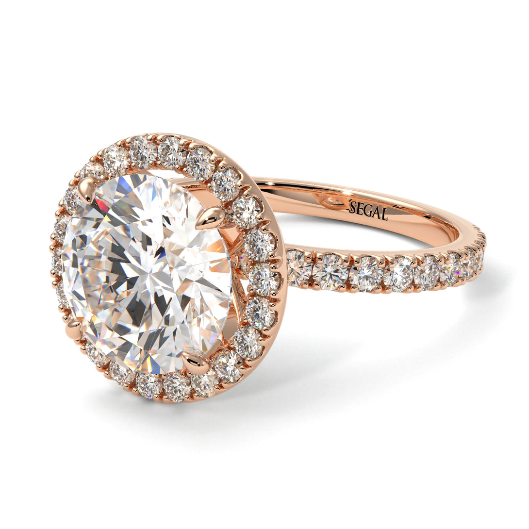 Round Cut Diamond Halo Engagement Ring - Charleigh No. 2