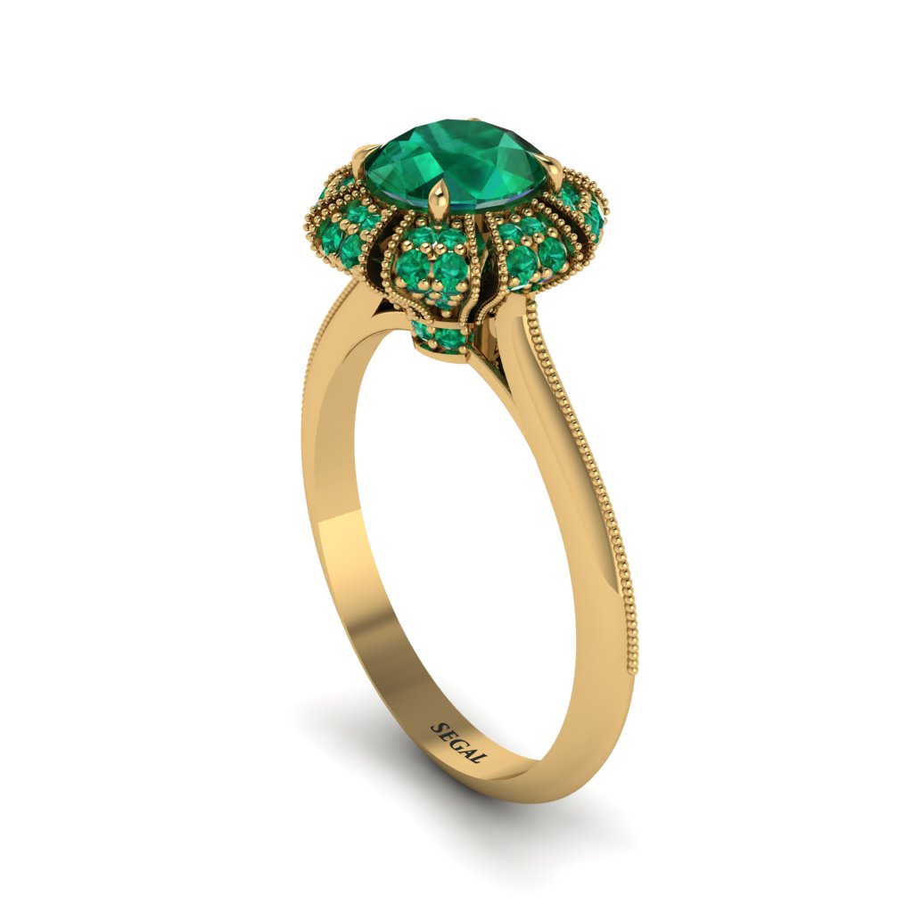 Emerald Crown Halo Engagement Ring - Annie No. 19