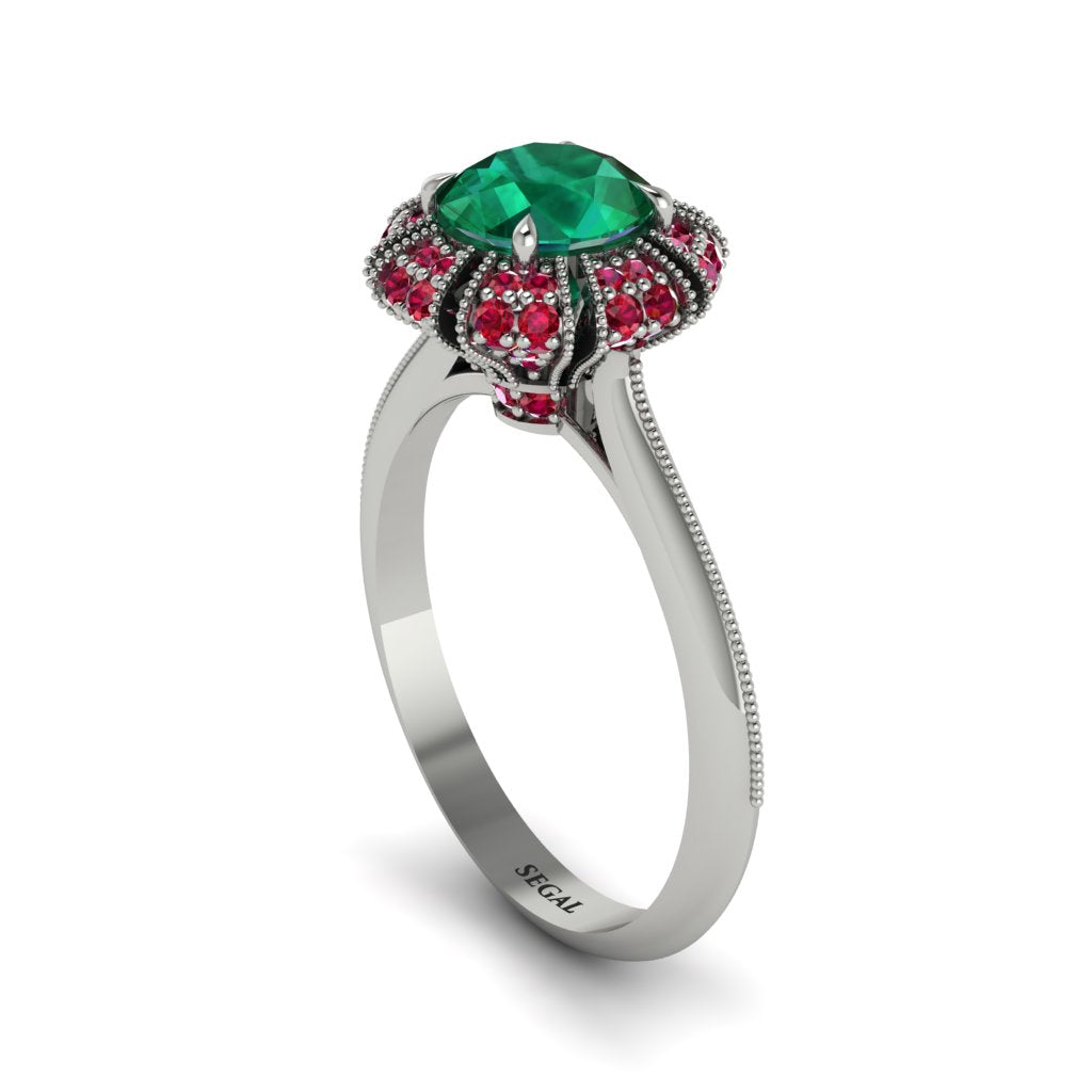 Ruby Crown Halo Engagement Ring - Annie No. 51