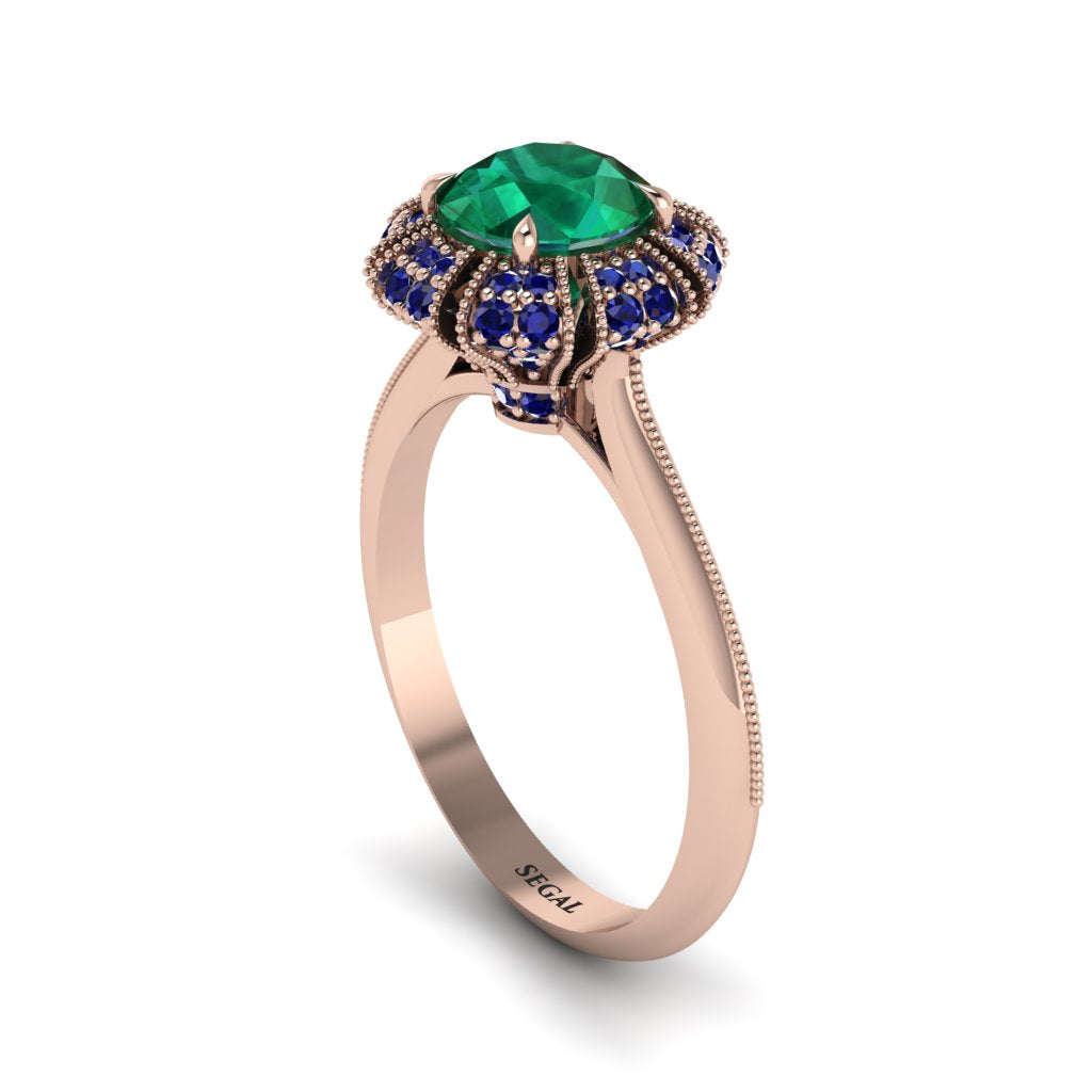 Sapphire Crown Halo Engagement Ring - Annie No. 65