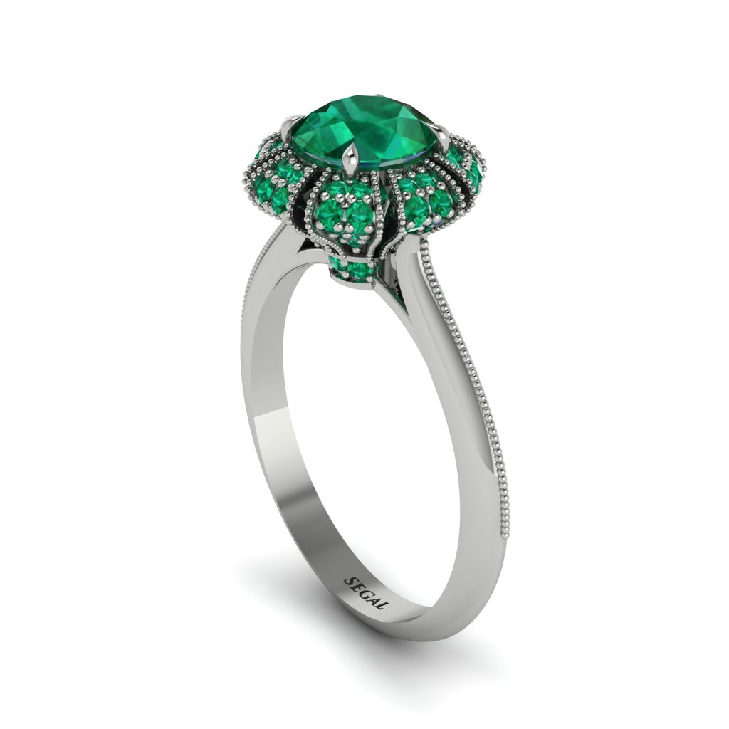 Emerald Crown Halo Engagement Ring - Annie No. 21