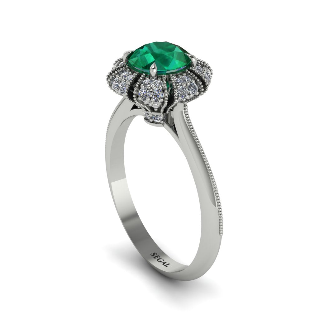Diamond Crown Halo Engagement Ring - Annie No. 6
