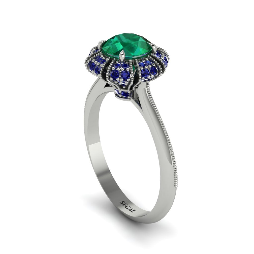 Sapphire Crown Halo Engagement Ring - Annie No. 66