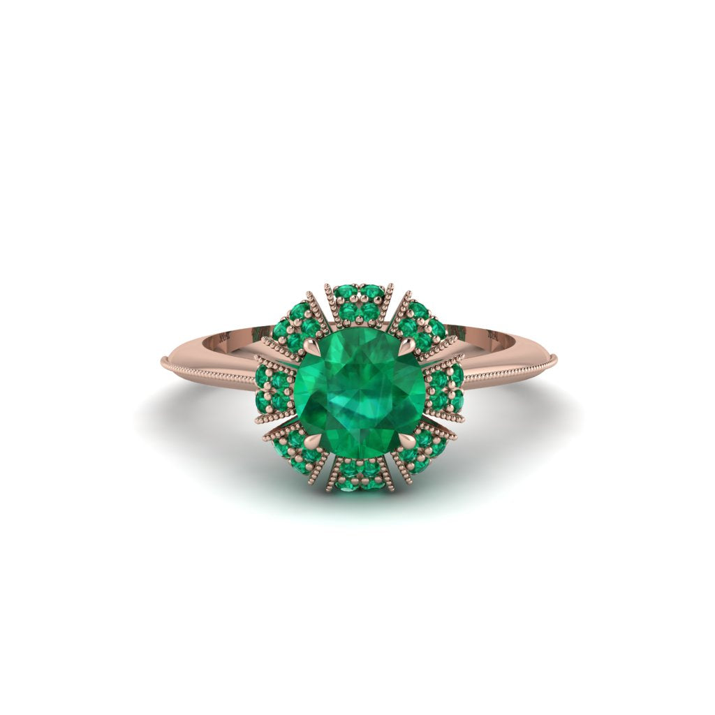 Emerald Crown Halo Engagement Ring - Annie No. 20