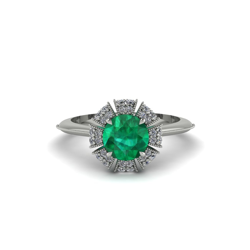 Diamond Crown Halo Engagement Ring - Annie No. 6
