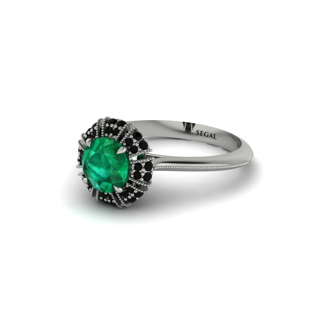 Black Diamond Crown Halo Engagement Ring - Annie No. 36