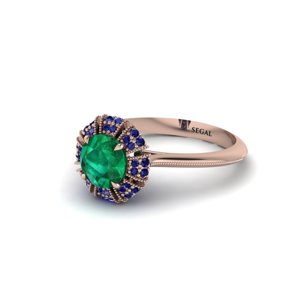 Sapphire Crown Halo Engagement Ring - Annie No. 65