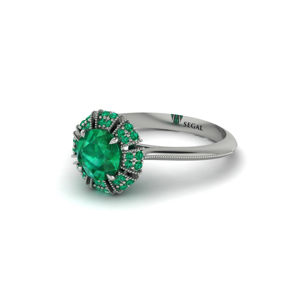 Emerald Crown Halo Engagement Ring - Annie No. 21