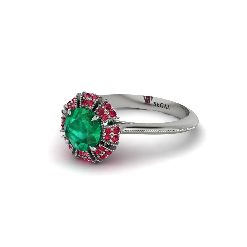 Ruby Crown Halo Engagement Ring - Annie No. 51