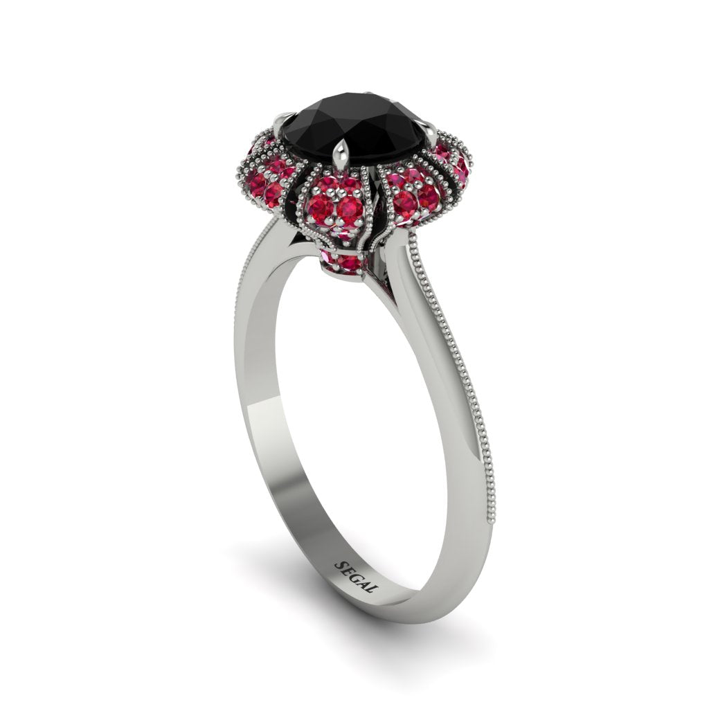 Ruby Crown Halo Engagement Ring - Annie No. 54