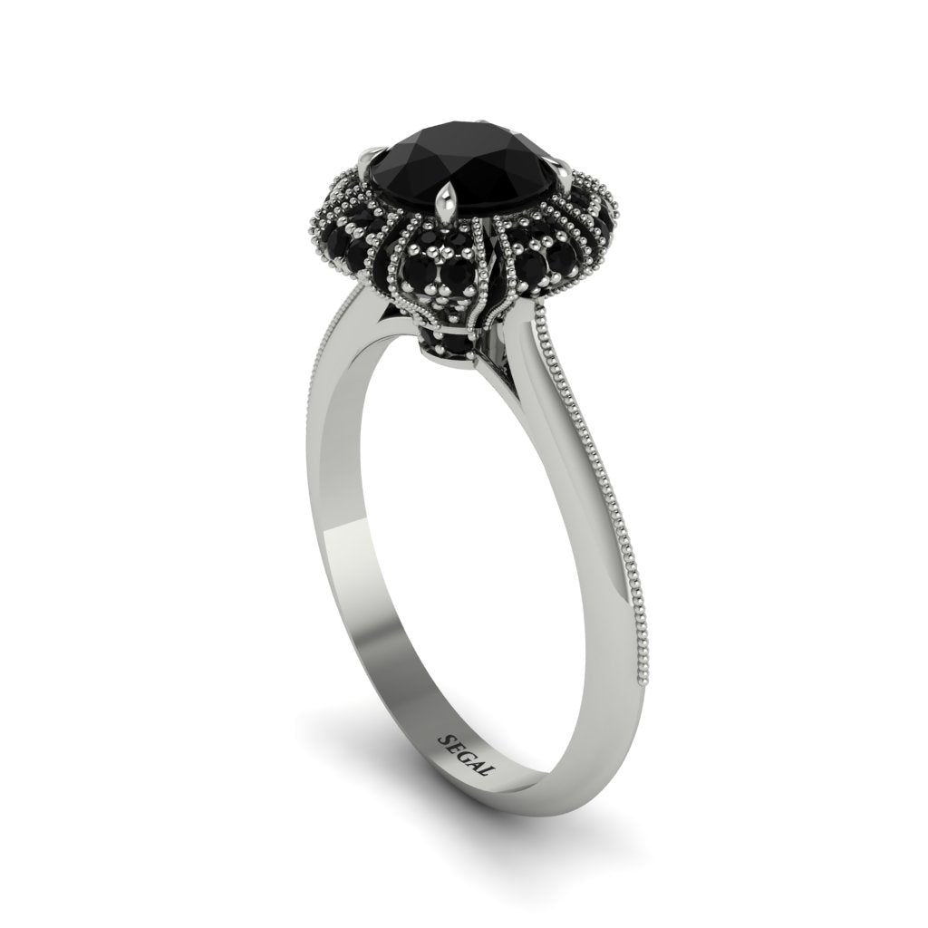 Black Diamond Crown Halo Engagement Ring - Annie No. 39