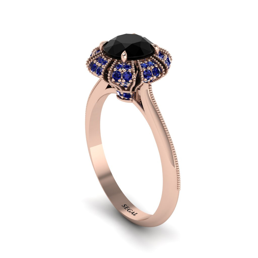 Sapphire Crown Halo Engagement Ring - Annie No. 68
