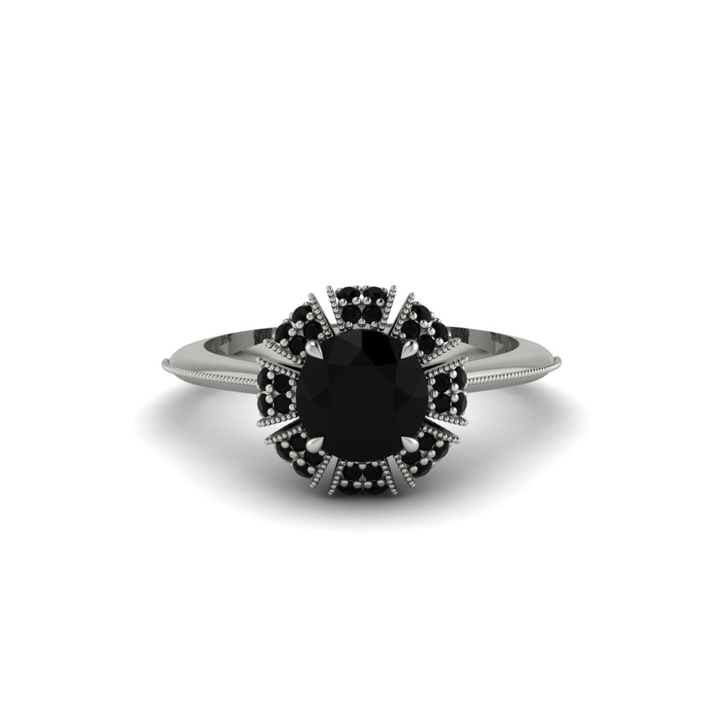 Black Diamond Crown Halo Engagement Ring - Annie No. 39