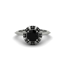 Black Diamond Crown Halo Engagement Ring - Annie No. 39 image 1