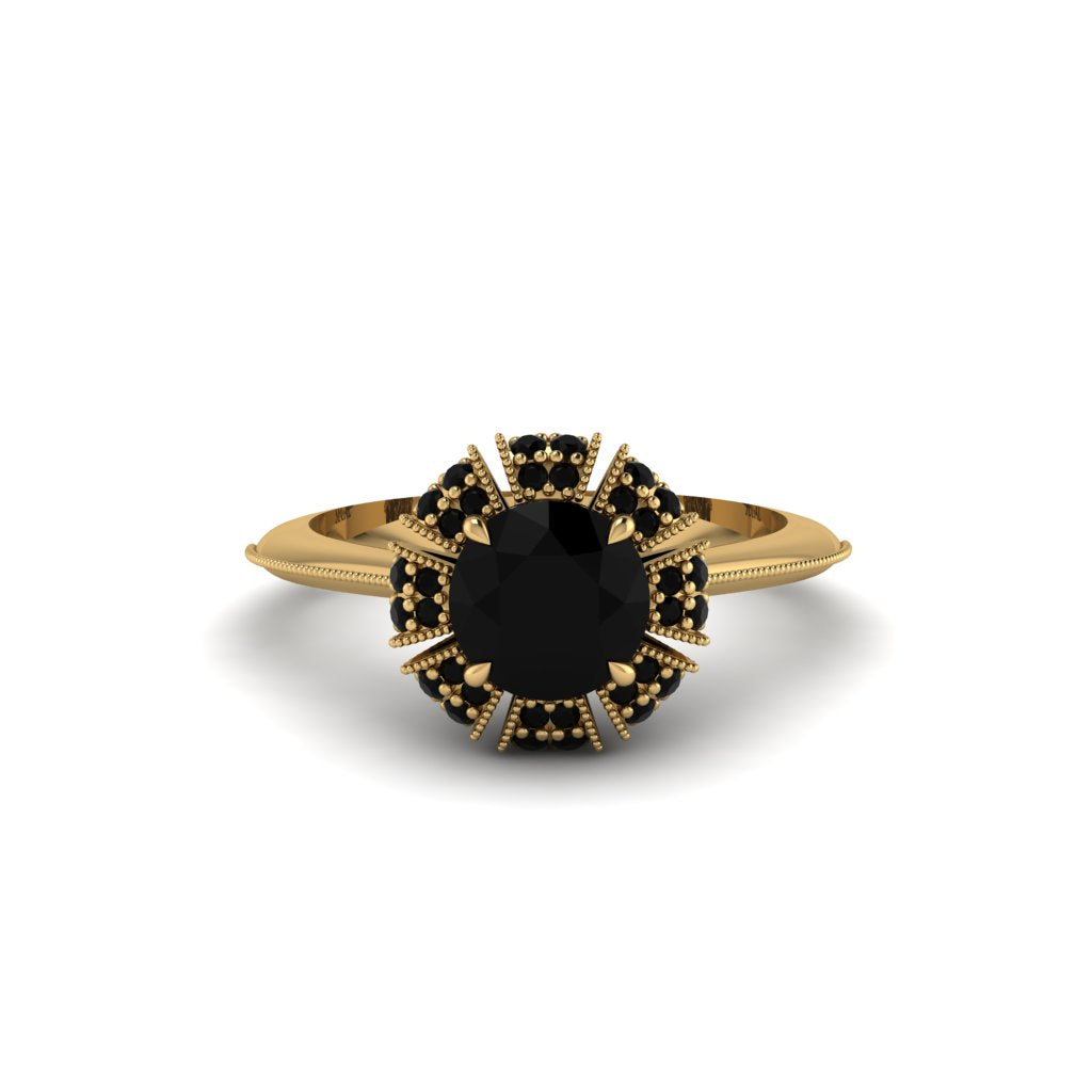 Black Diamond Crown Halo Engagement Ring - Annie No. 37