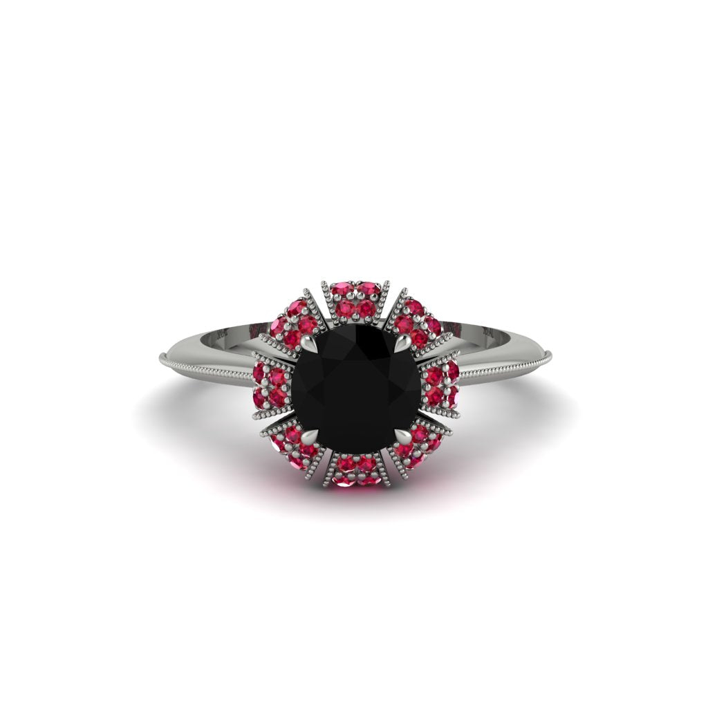 Ruby Crown Halo Engagement Ring - Annie No. 54
