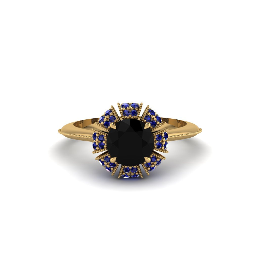 Sapphire Crown Halo Engagement Ring - Annie No. 67
