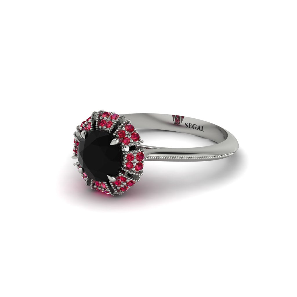 Ruby Crown Halo Engagement Ring - Annie No. 54
