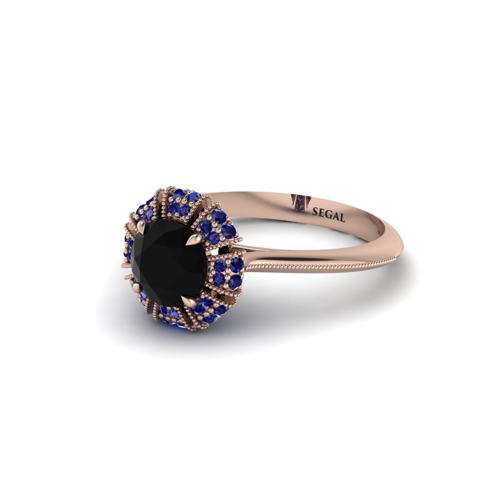 Sapphire Crown Halo Engagement Ring - Annie No. 68