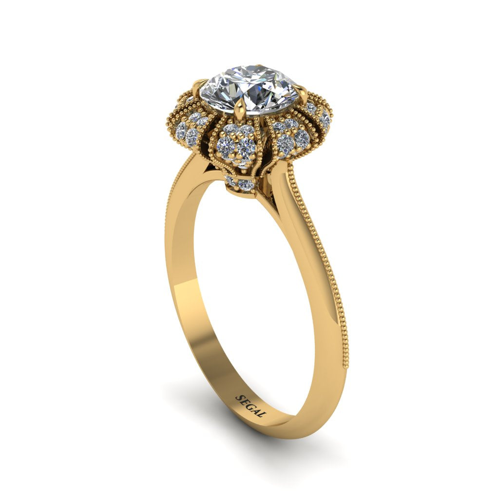 Diamond Crown Halo Engagement Ring - Annie No. 1