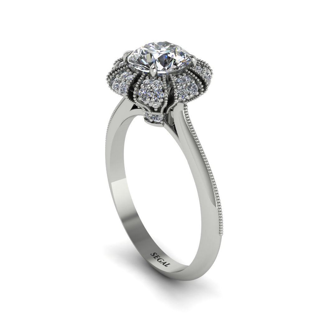 Diamond Crown Halo Engagement Ring - Annie No. 3