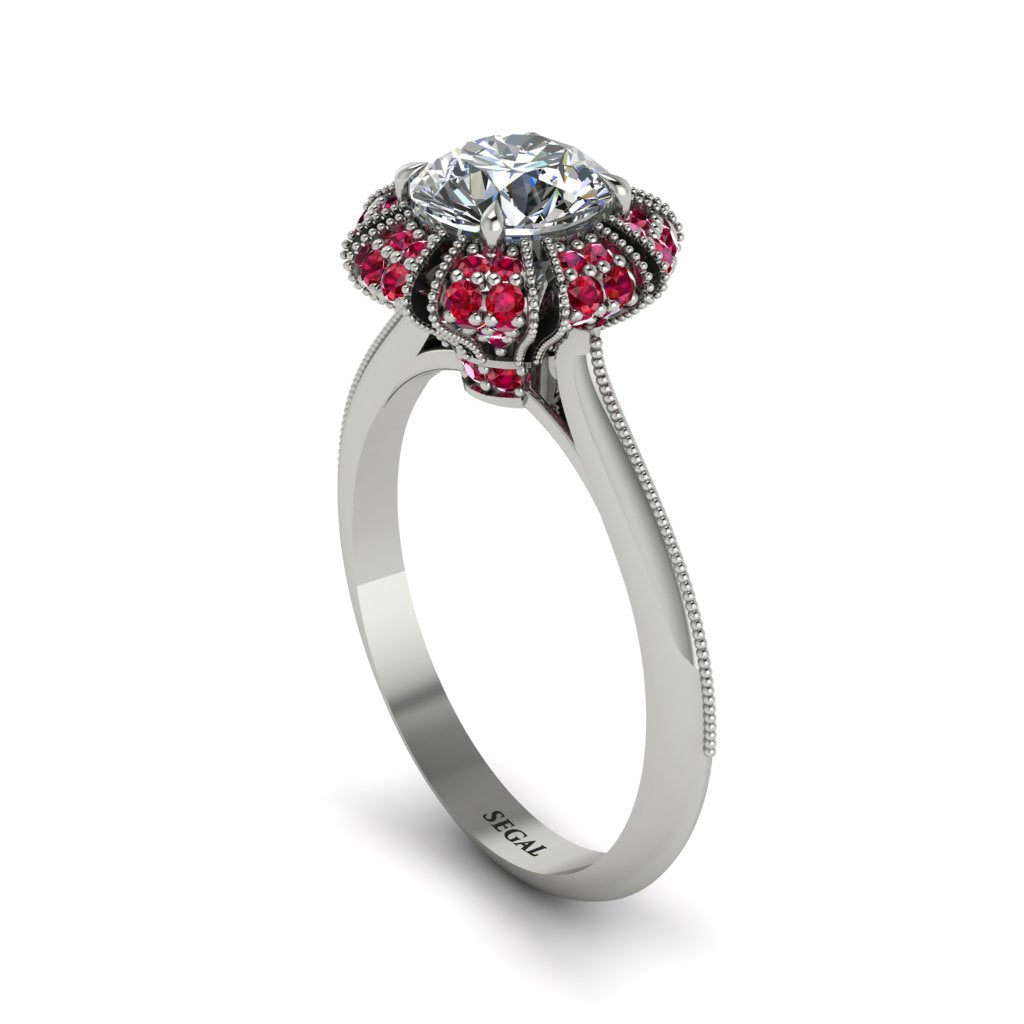 Ruby Crown Halo Engagement Ring - Annie No. 48