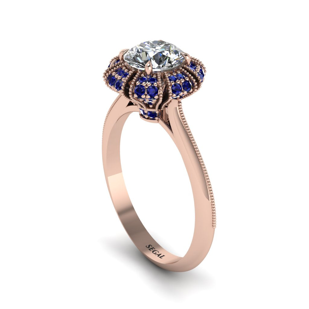 Sapphire Crown Halo Engagement Ring - Annie No. 62