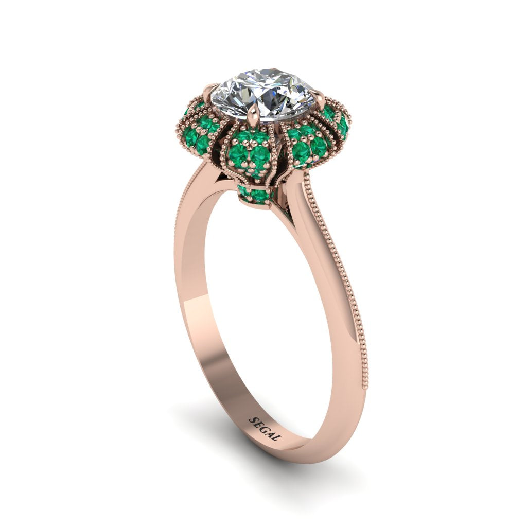 Emerald Crown Halo Engagement Ring - Annie No. 17