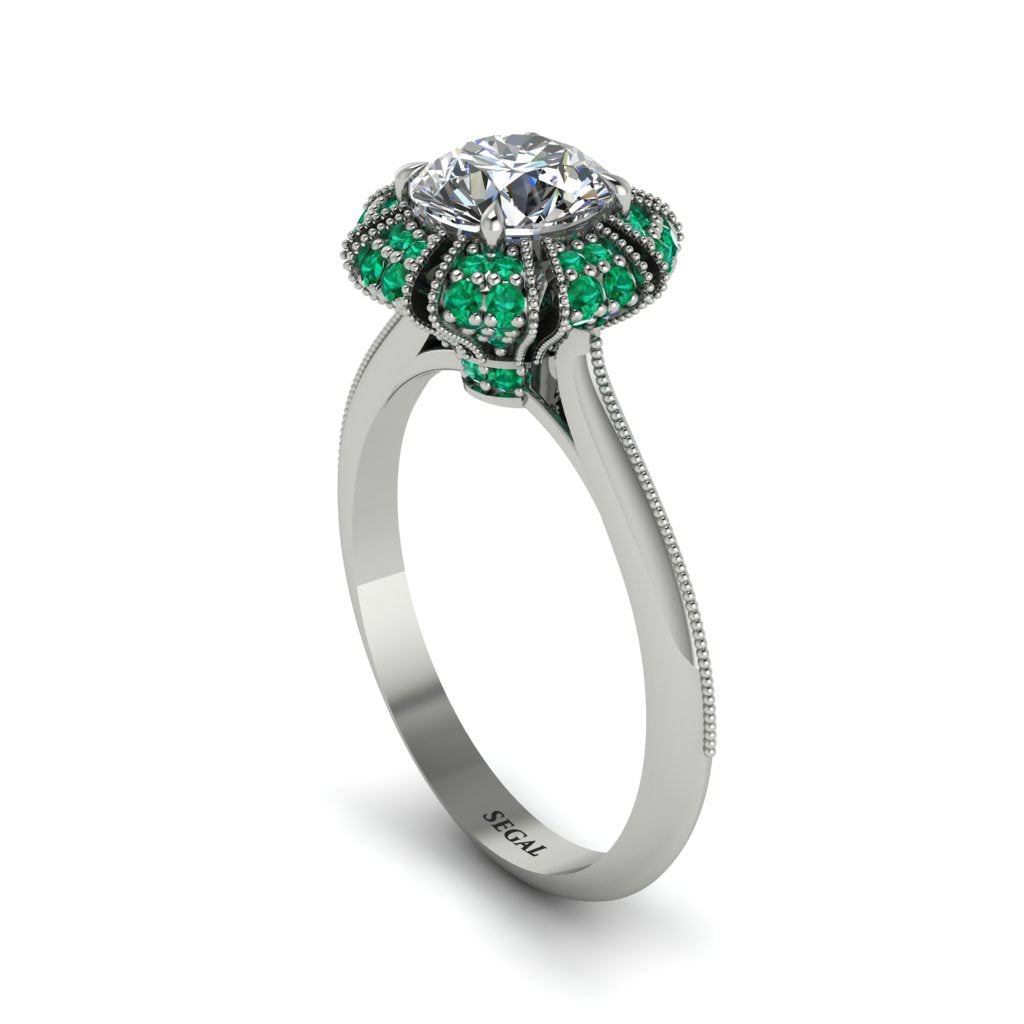 Emerald Crown Halo Engagement Ring - Annie No. 18