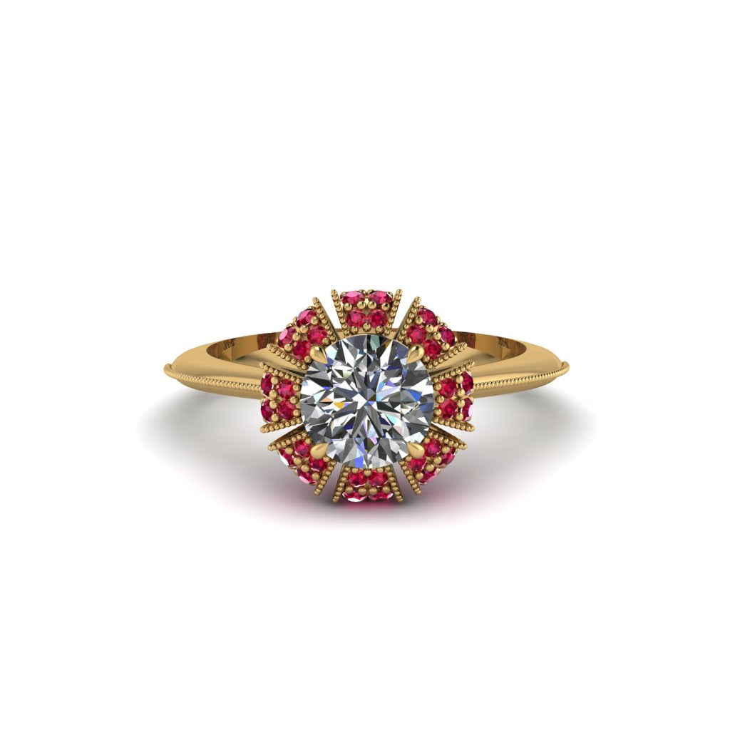 Ruby Crown Halo Engagement Ring - Annie No. 46