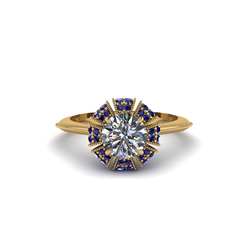 Sapphire Crown Halo Engagement Ring - Annie No. 61