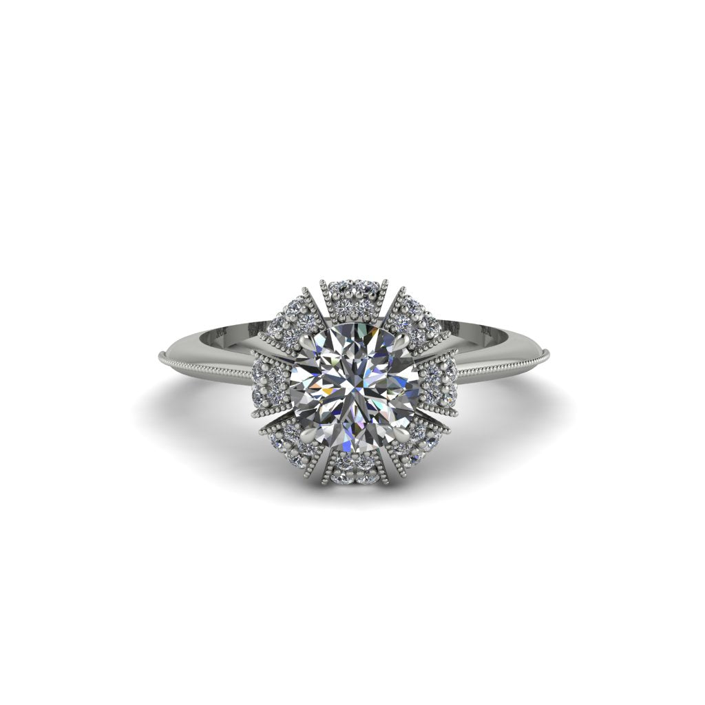 Diamond Crown Halo Engagement Ring - Annie No. 3