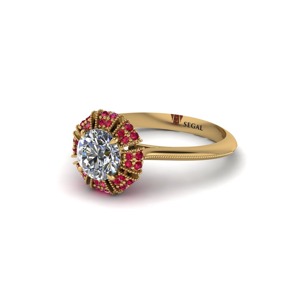 Ruby Crown Halo Engagement Ring - Annie No. 46