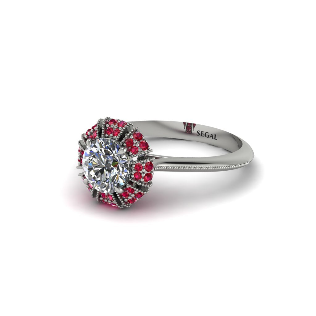 Ruby Crown Halo Engagement Ring - Annie No. 48